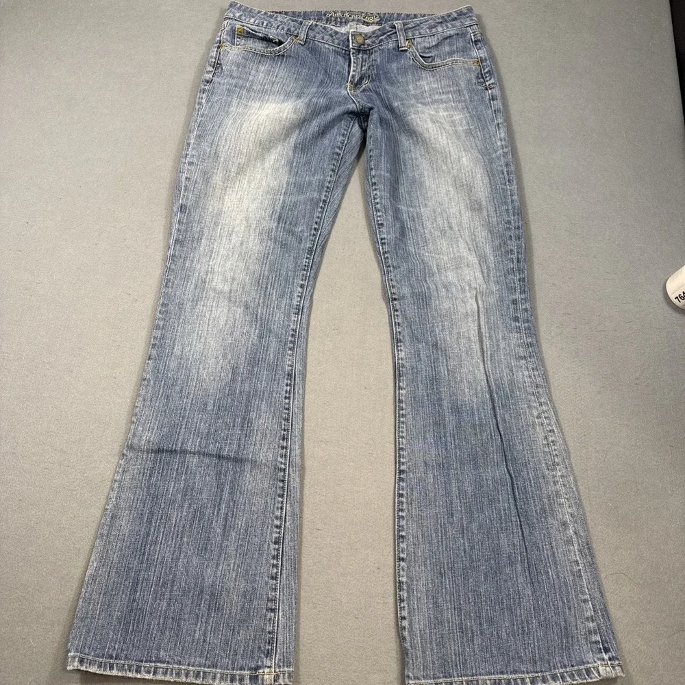 Vintage  HIPSTER American Eagle Low Rise WIDE LEG Boot Cut Jeans WOMNE 8 LONG
